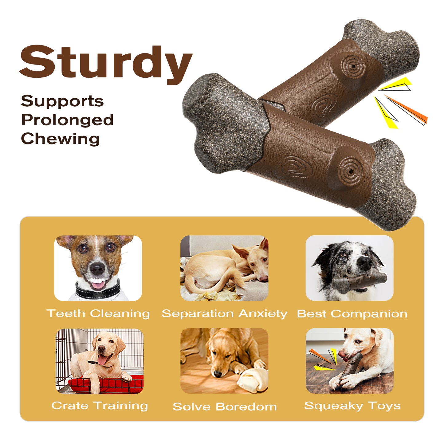 Crixal Dog Chew Toy – Durable Bone for Aggressive Chewers (Brown)