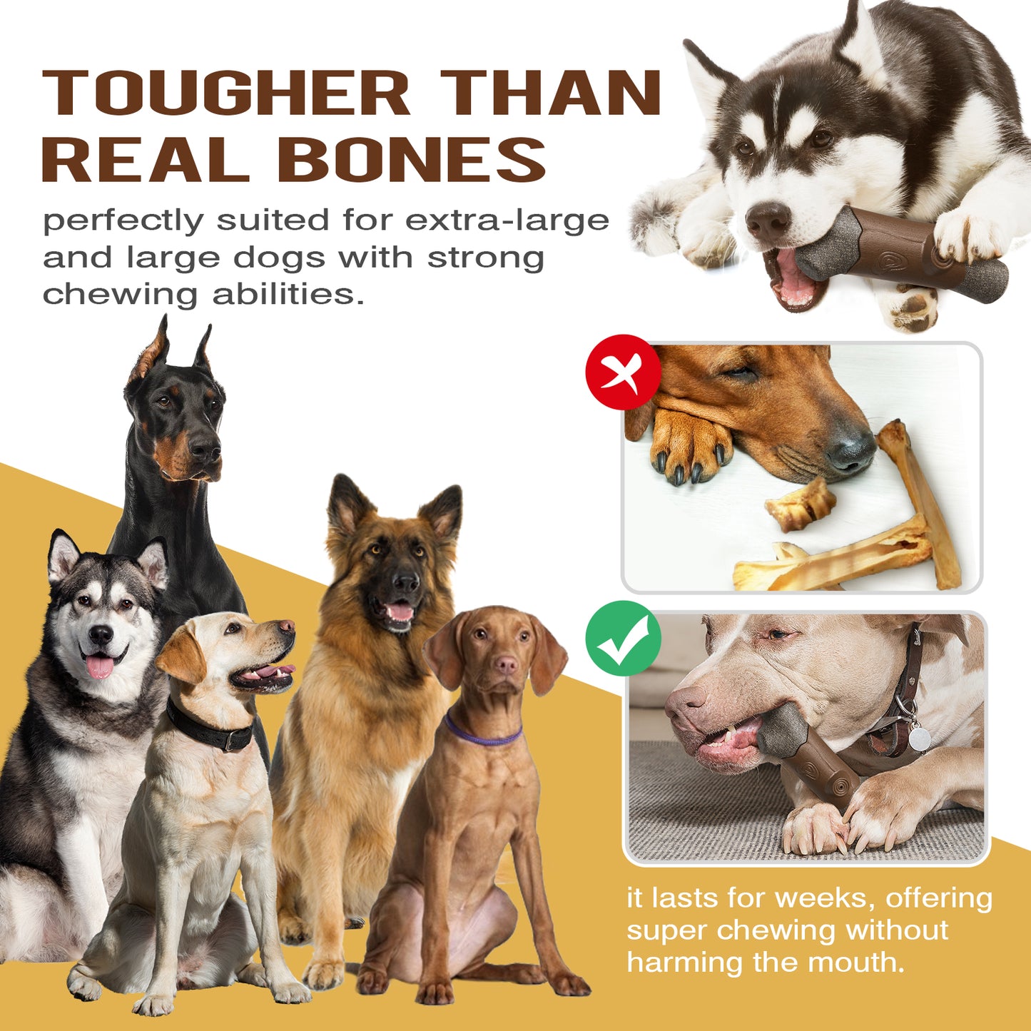 Crixal Dog Chew Toy – Durable Bone for Aggressive Chewers (Brown)