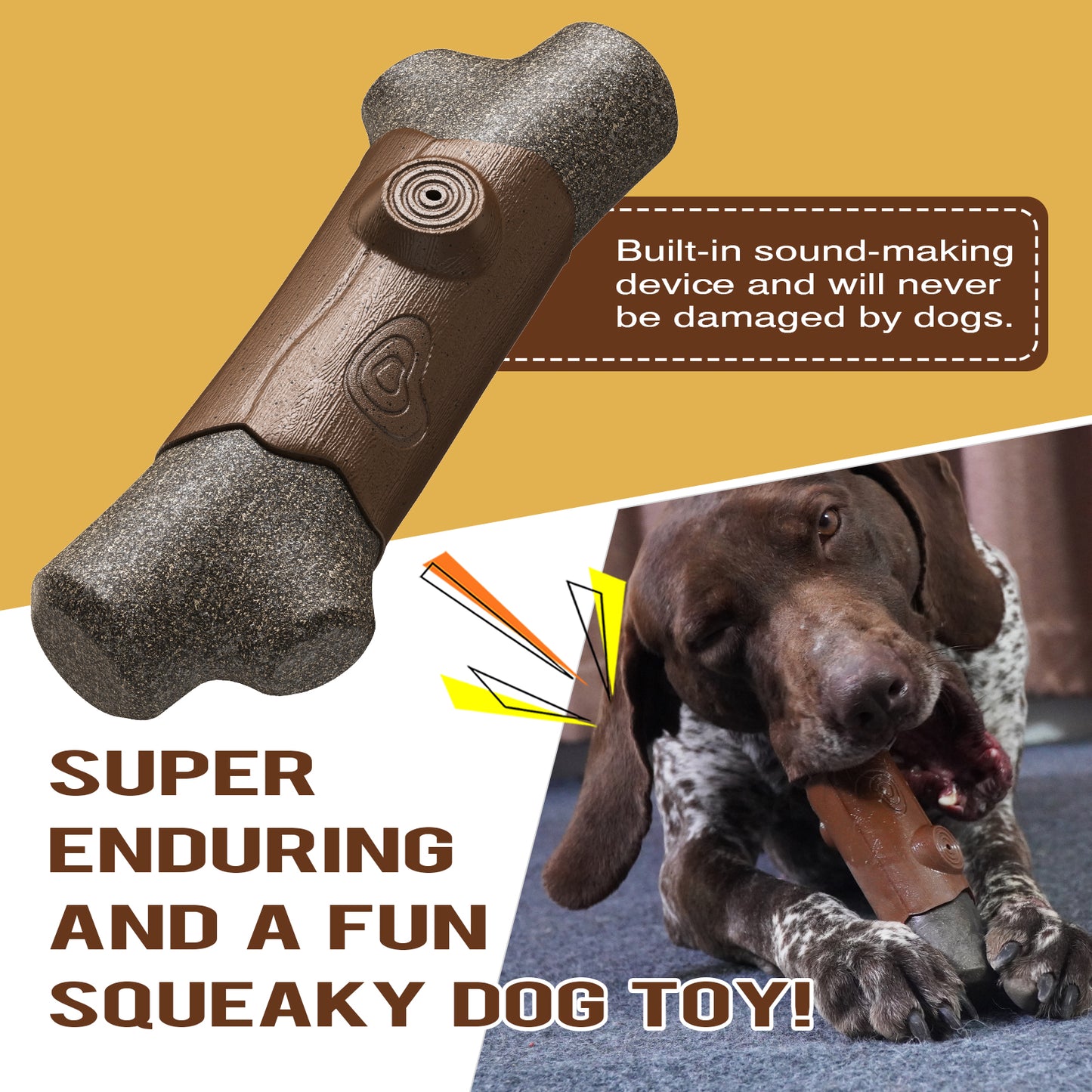 Crixal Dog Chew Toy – Durable Bone for Aggressive Chewers (Brown)