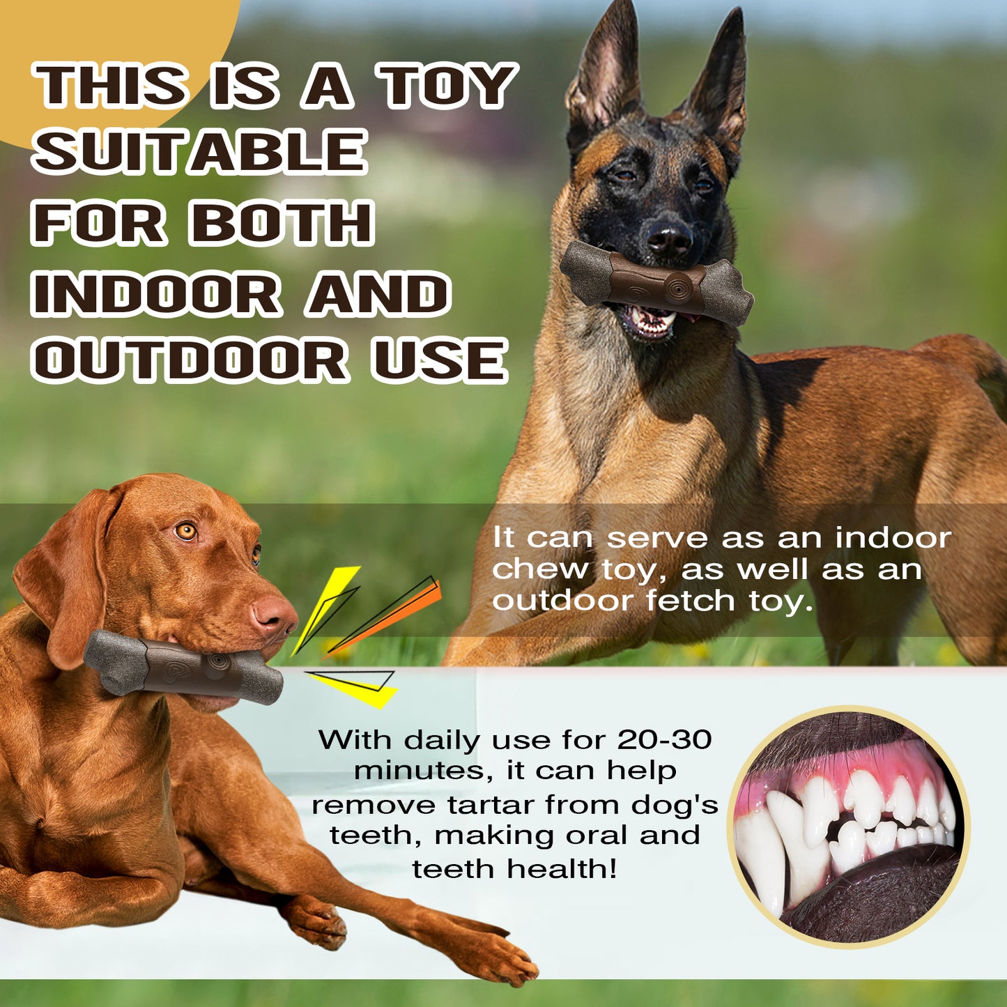 Crixal Dog Chew Toy – Durable Bone for Aggressive Chewers (Brown)