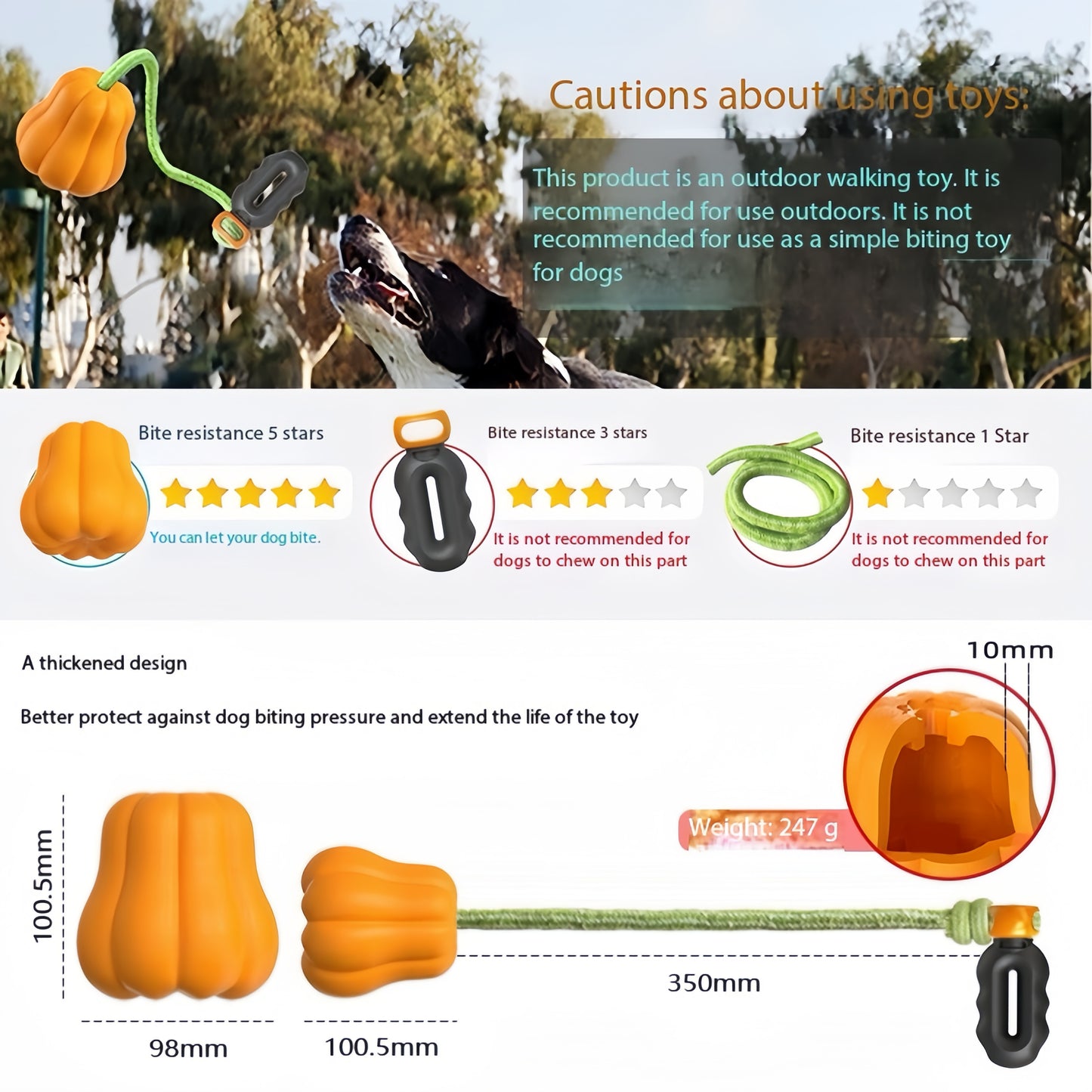 Crixal Dog Toy – Pumpkin Squeaky Tug Ball