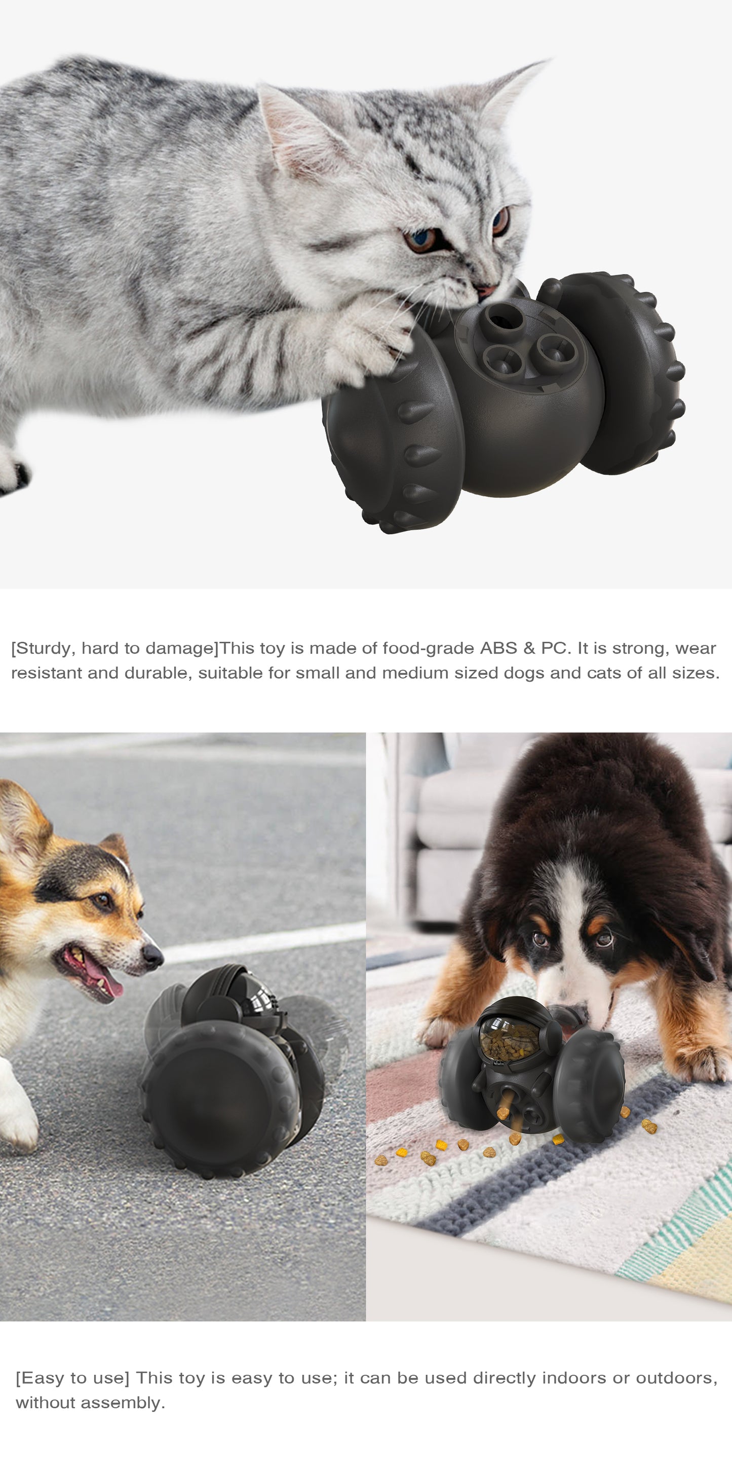 Crixal Dog & Cat Treat Toy – Astronaut Roller (Black)