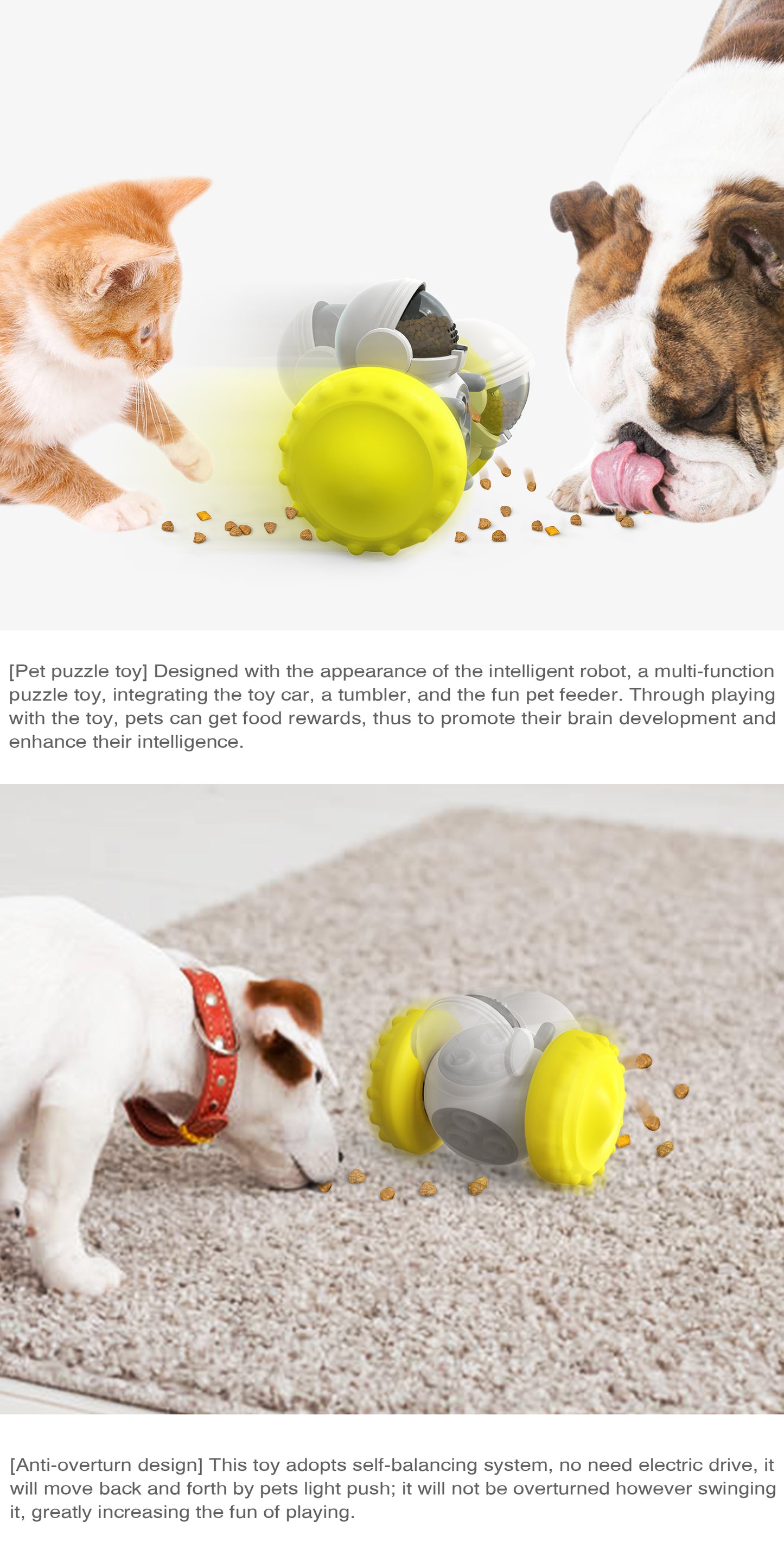 Crixal Dog & Cat Treat Toy – Astronaut Roller (Yellow)