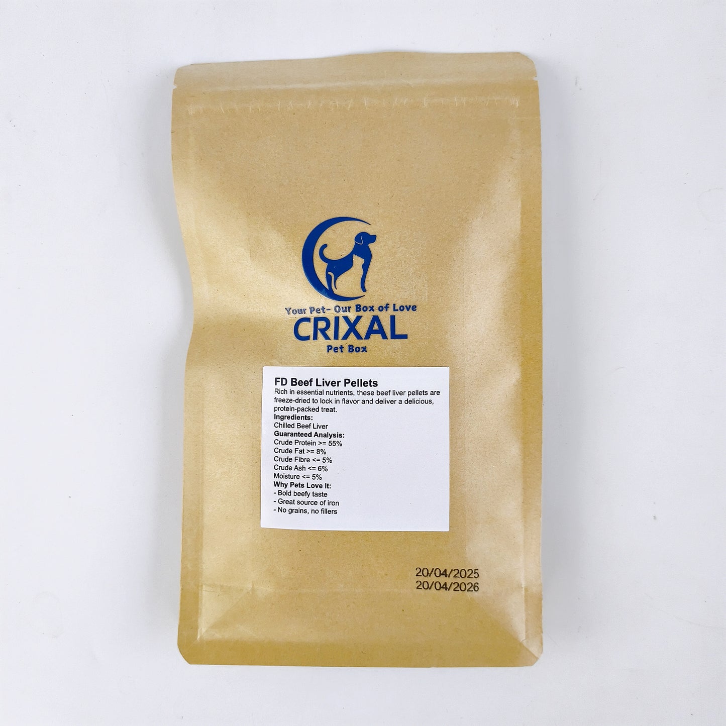 Crixal FD Beef Liver Pellets – 50g | Freeze-Dried Treats for Dogs & Cats