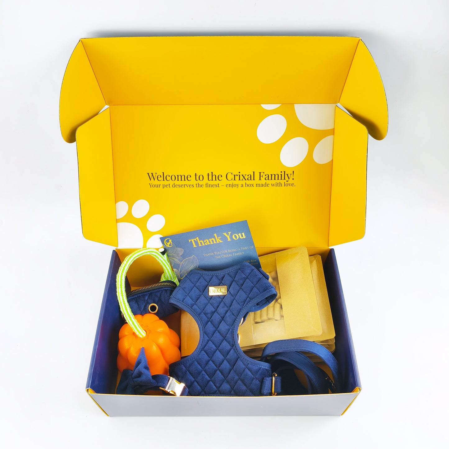 Crixal Luxury Dog Box – Limited Edition (Blue or Black, Pumpkin or Bone Toy)