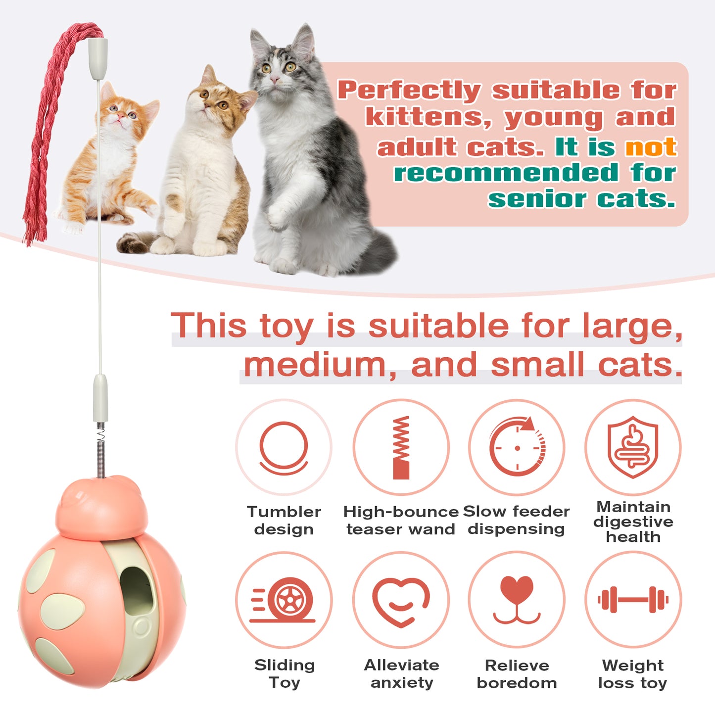 Crixal Interactive Cat Toy – Ladybug Feeder Wand