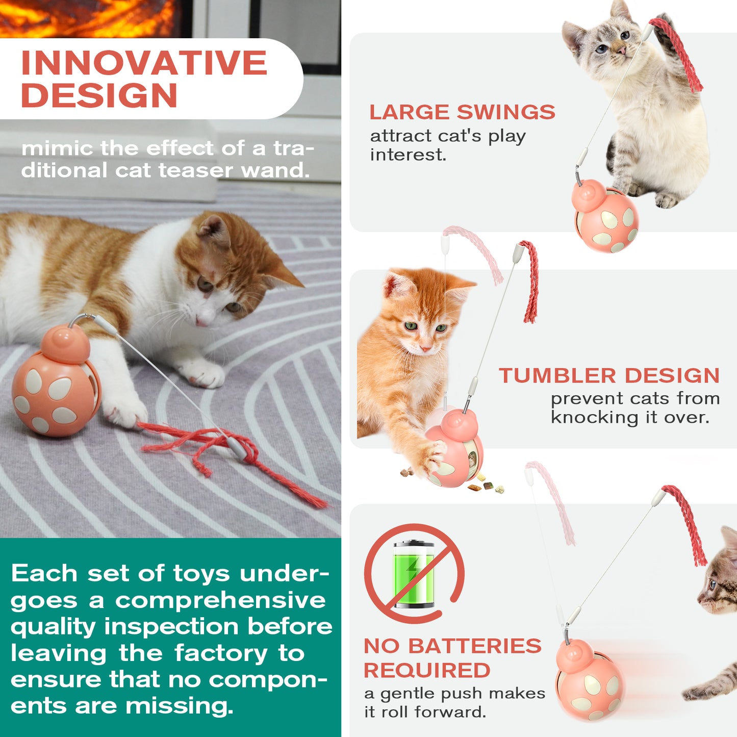 Crixal Interactive Cat Toy – Ladybug Feeder Wand