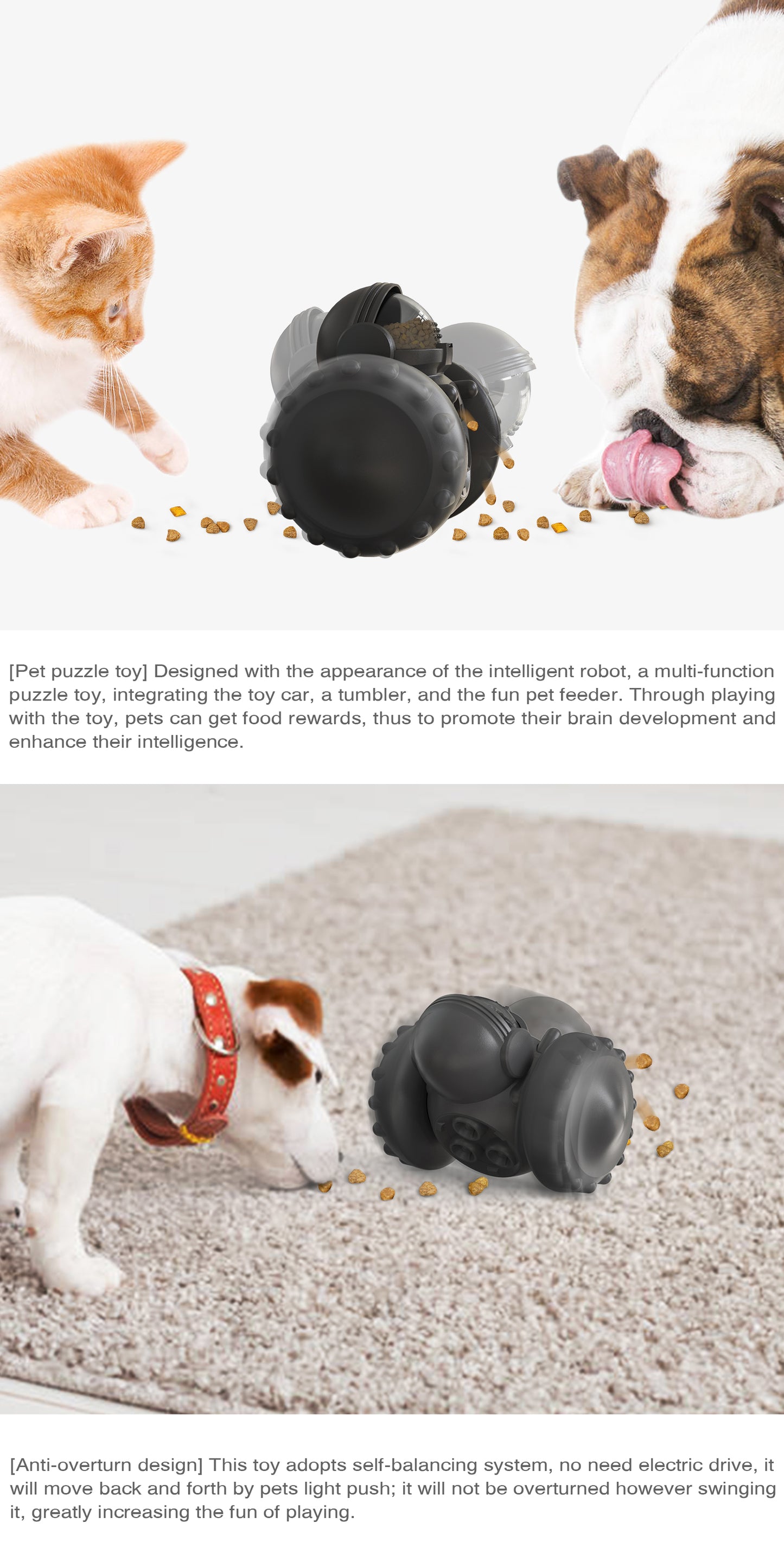 Crixal Dog & Cat Treat Toy – Astronaut Roller (Black)