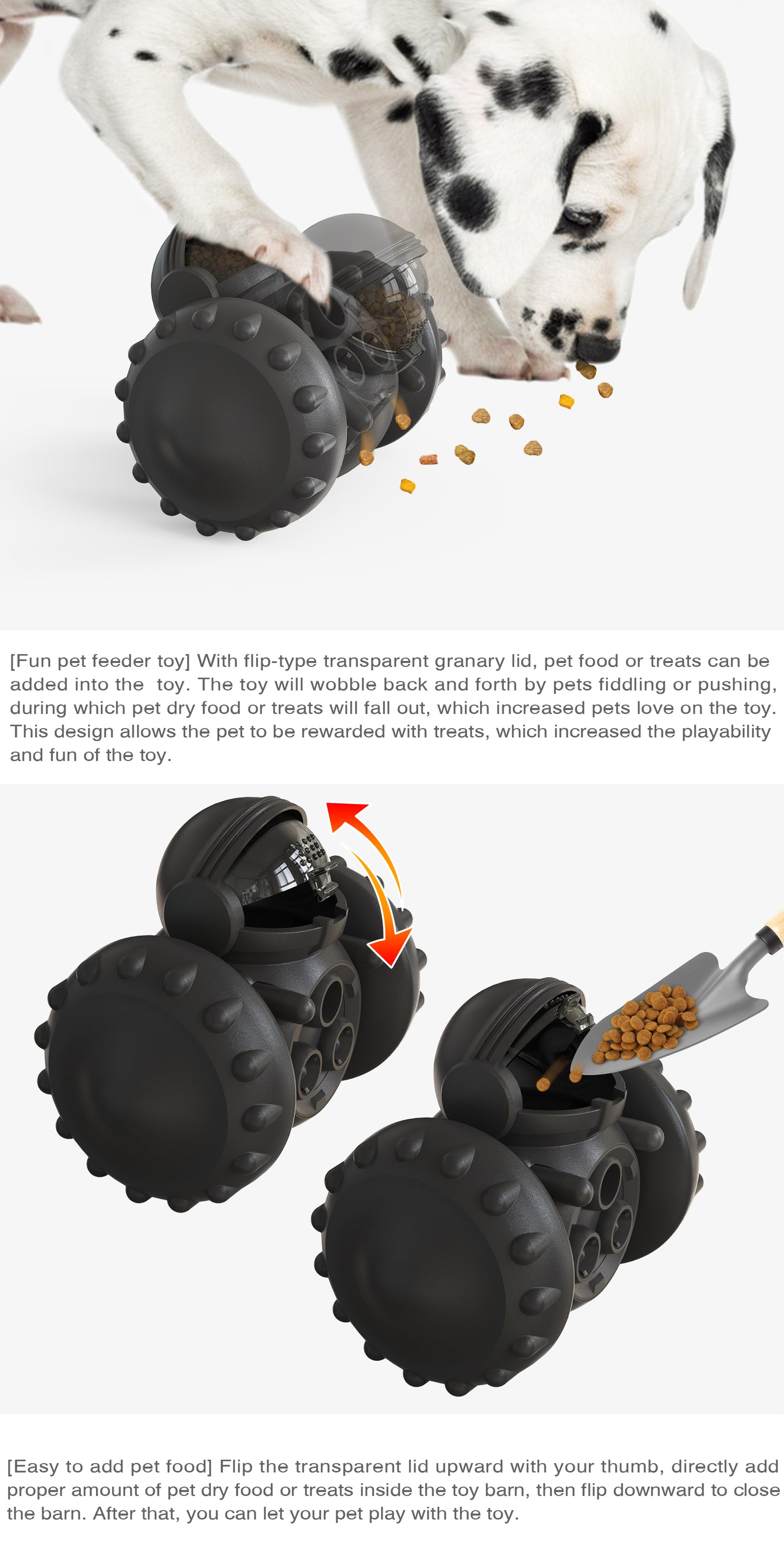 Crixal Dog & Cat Treat Toy – Astronaut Roller (Black)