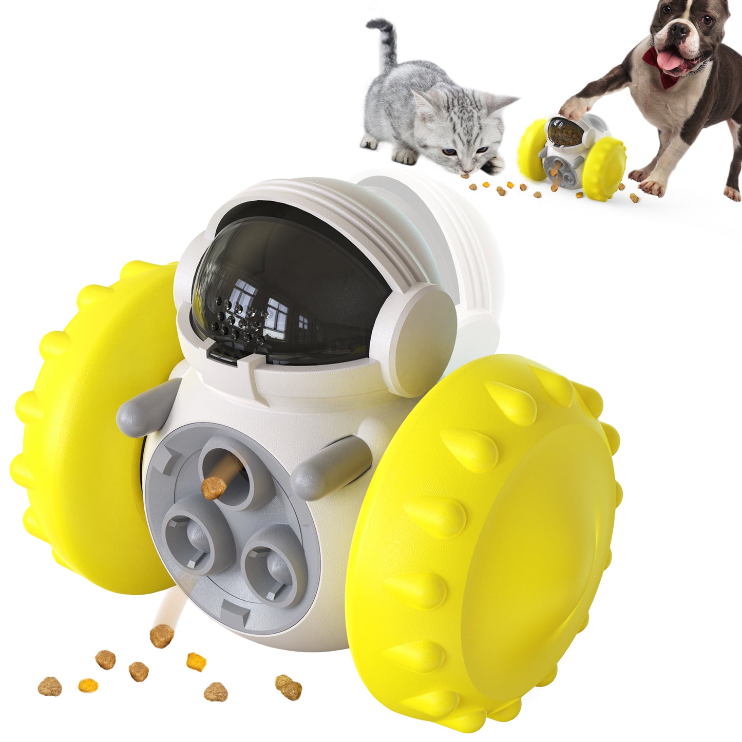 Crixal Dog & Cat Treat Toy – Astronaut Roller (Yellow)