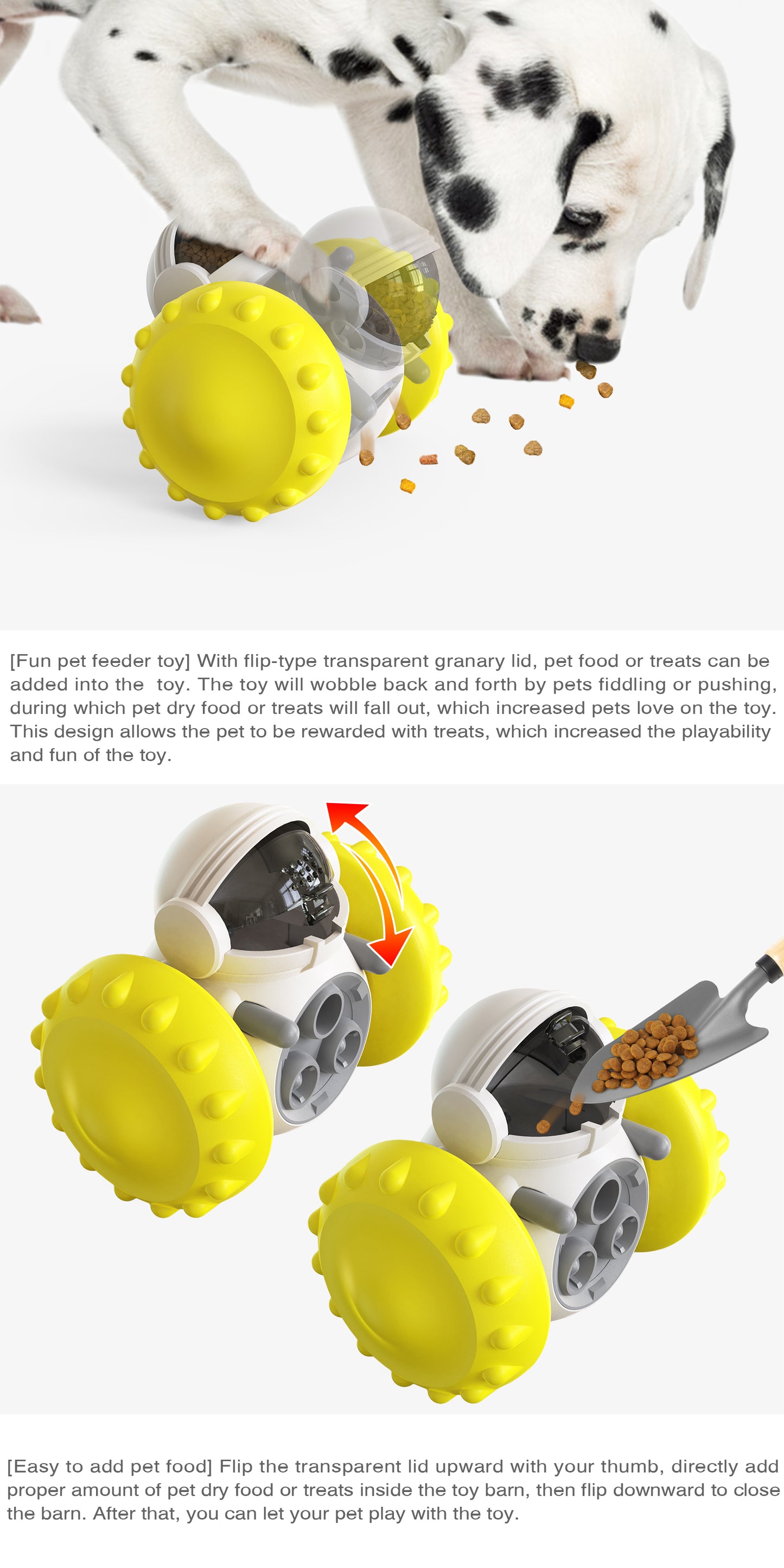 Crixal Dog & Cat Treat Toy – Astronaut Roller (Yellow)