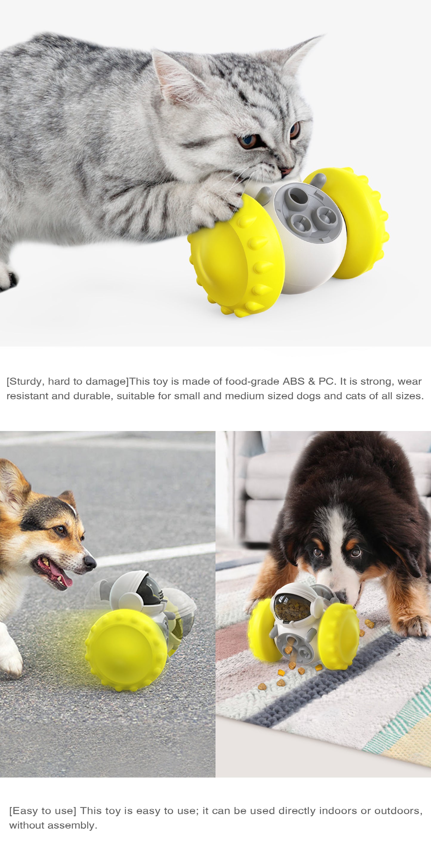 Crixal Dog & Cat Treat Toy – Astronaut Roller (Yellow)